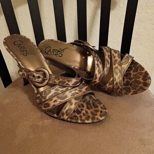CARLOS by Carlos Santana Leopard Print Heels Size 7M - Women | Color: Gold